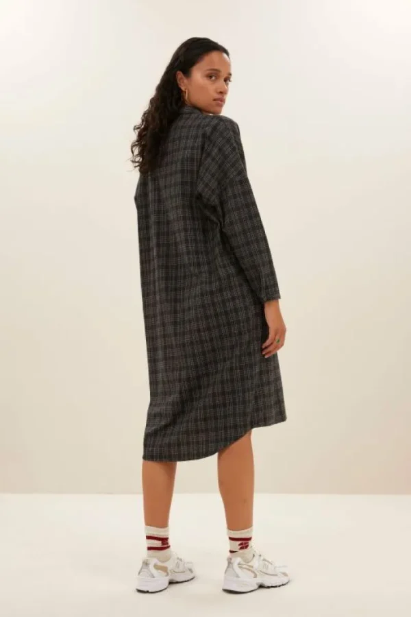 By bar Jurken<small check dress | caramel