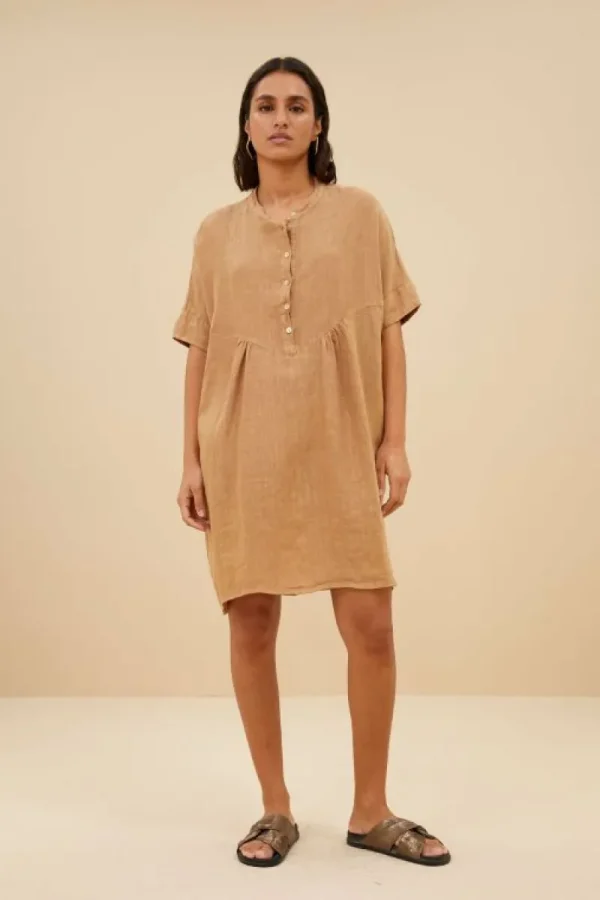 By bar Jurken<tais linen dress | caramello