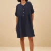 By bar Jurken<tais linen dress | midnight
