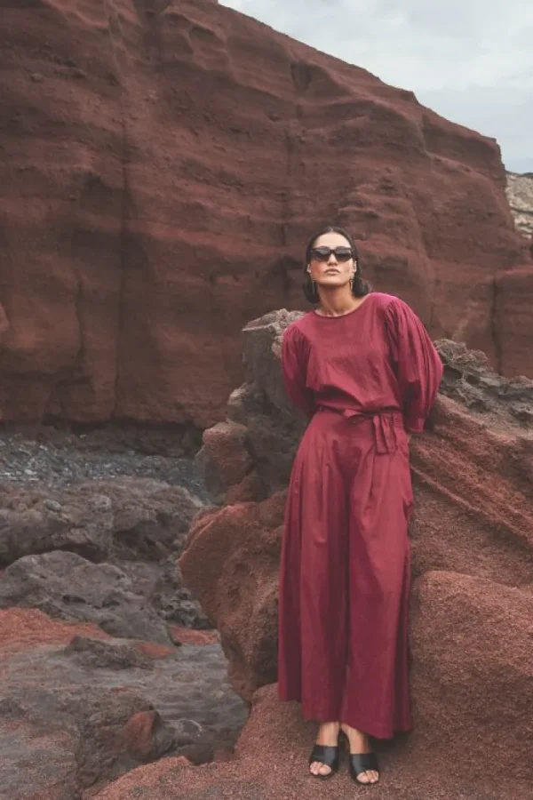 By bar Broeken<wanda metallic pant | grenache