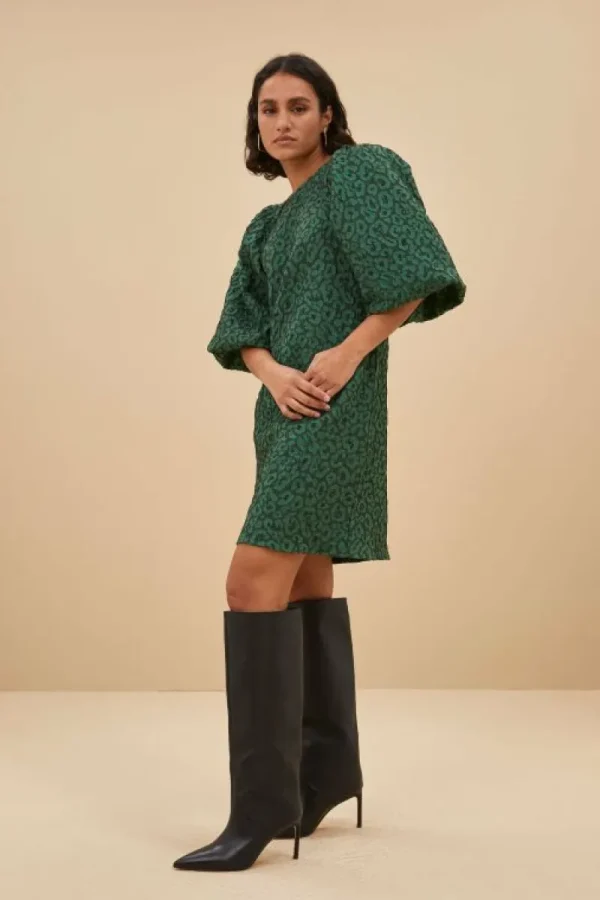 By bar Jurken<zasu leo dress | green panter print