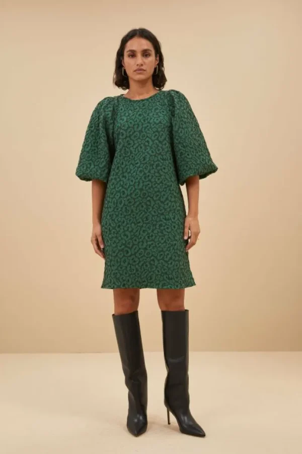 By bar Jurken<zasu leo dress | green panter print