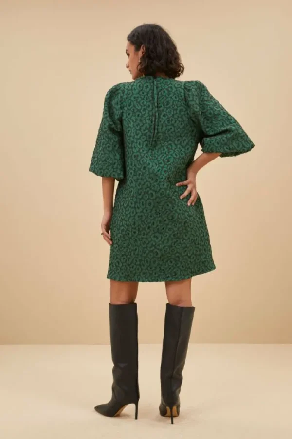 By bar Jurken<zasu leo dress | green panter print